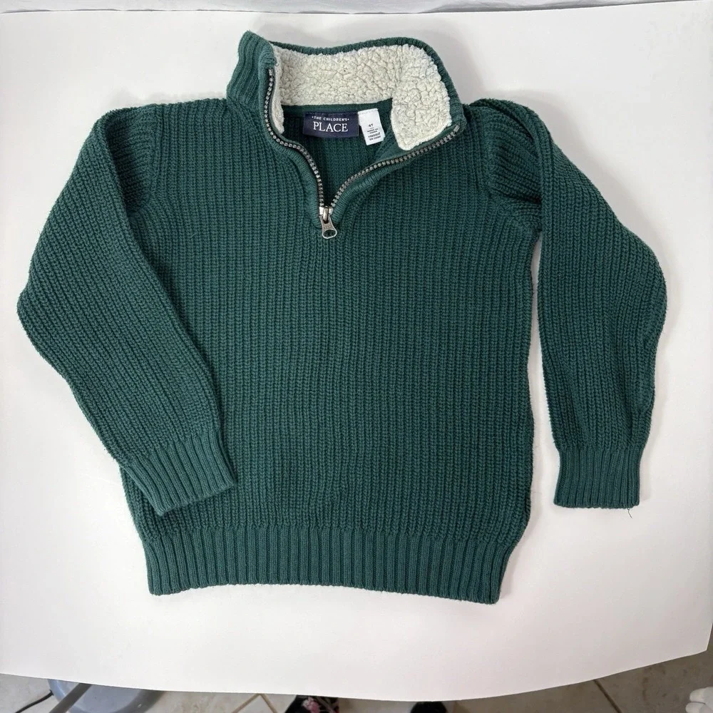 The Children's Place Toddler Boys Sherpa Lined Half-Zip Knit‎ Sweater - 4T